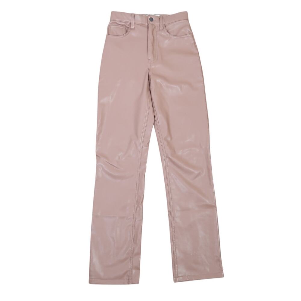 Abercrombie & Fitch The 90s Straight Ultra High Rise Faux Leather Pants Tan 0